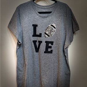 Lane Bryant Heather Gray Love Football Tee